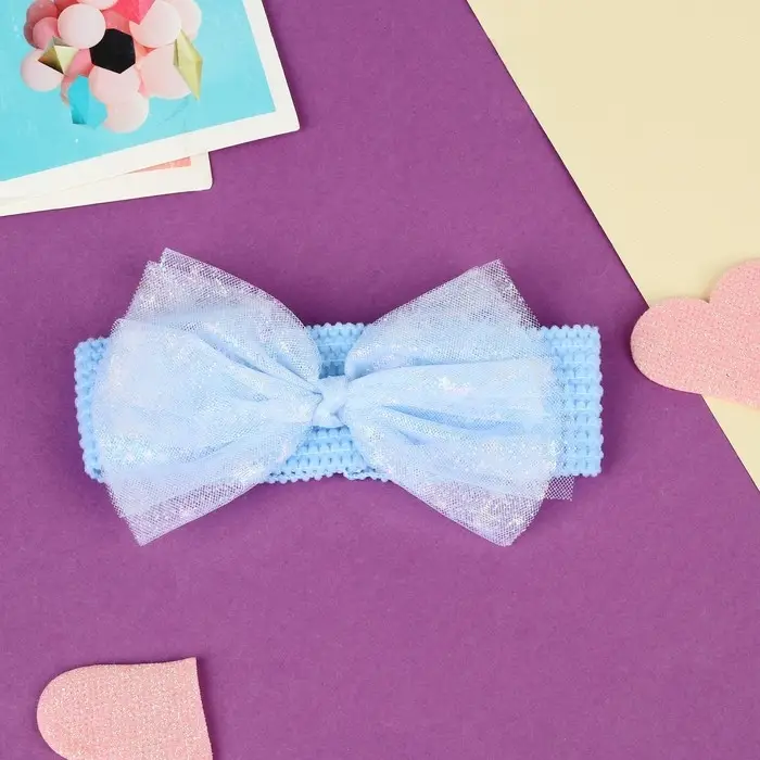 Повязка для волос Повязка для волос "Выбражулька" прозрачный бант звёзды, 16х3 см, голубой