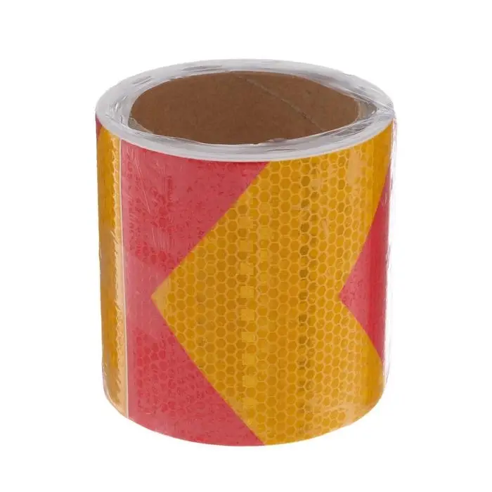 Светоотражающая лента, самоклеящаяся, красно-желтая, 10 см &times; 5 м