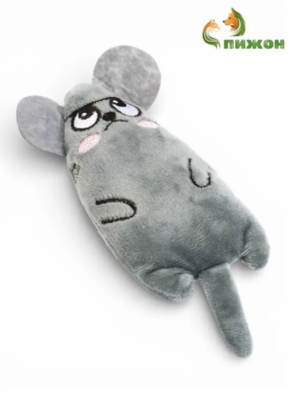 Игрушка для кошек "Недовольная мышь", с кошачьей мятой, 15 см