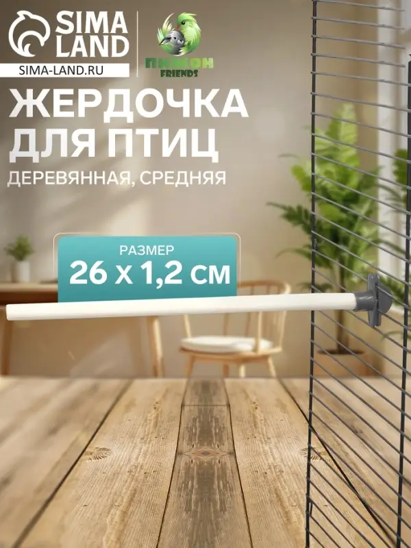 Жёрдочка для птиц &laquo;Пижон&raquo;, 26&times;1.2 см, средняя, дерево, бежевая
