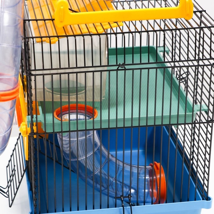 Клетка для грызунов, двухъярусная, с полкой, домом и шаром, 28 х 24,5 х 31 см, микс Клетка для грызунов, двухъярусная, с полкой, домом и шаром, 28 х 24,5 х 31 см, микс