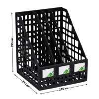 Лоток для бумаг вертикальный Стамм, cборный, 4 отделения, чёрный