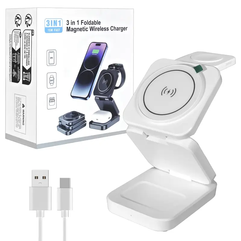 Беспроводная зарядка 3 в 1 ABK-A380 белый Беспроводная зарядка 3 в 1 ABK-A380 белый