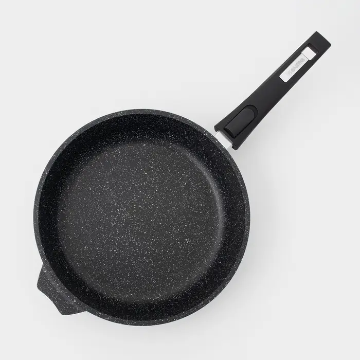Сковорода Мечта &laquo;Гранит Black&raquo; Induction Pro, d=26 см, h=6 см, съёмная ручка, антипригарное покрытие, индукция, литой алюминий, чёрный