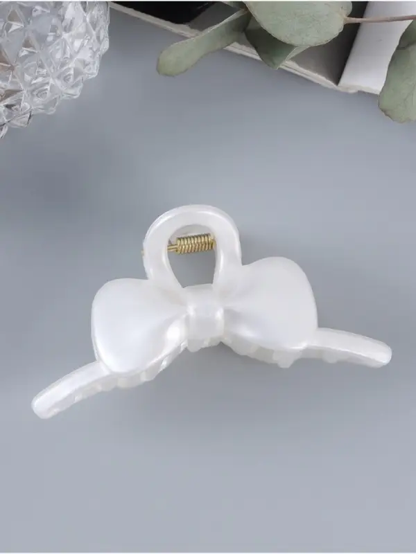 Крабик для волос «Глянец», бантик дуга, 8 см, белый Крабик для волос «Глянец», бантик дуга, 8 см, белый