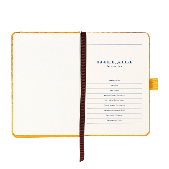 Ежедневник недатированный, формат А6, 100 листов, в клетку, обложка кожзам, на резинке, жёлтый Ежедневник недатированный, формат А6, 100 листов, в клетку, обложка кожзам, на резинке, жёлтый