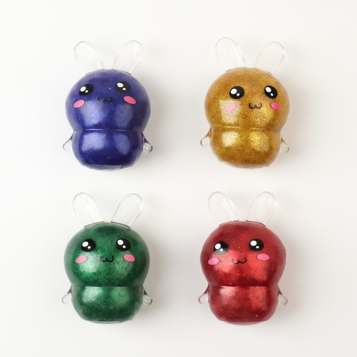 Мялка «Зайка» с блёстками, цвета МИКС Мялка «Зайка» с блёстками, цвета МИКС