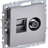 BRITE Розетка двойная TV+RJ45 кат.5E РТВ/РК12-БрС сталь