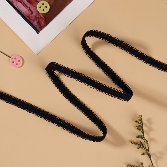 Резинка ажурная бельевая, 8 мм, 10 ± 0,5 м, цвет чёрный Резинка ажурная бельевая, 8 мм, 10 ± 0,5 м, цвет чёрный