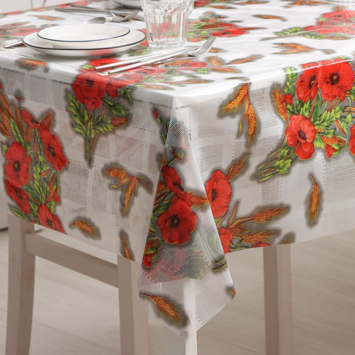 Клеёнка на стол Доляна «Маки», ширина 137 см, толщина 0,08 мм, рулон 30 метров Клеёнка на стол Доляна «Маки», ширина 137 см, толщина 0,08 мм, рулон 30 метров