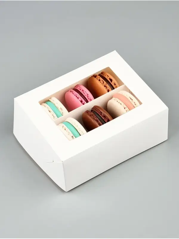 Кондитерская упаковка для макарун с окном, «Белая», 11 х 13.5 х 5.5 см Кондитерская упаковка для макарун с окном, «Белая», 11 х 13.5 х 5.5 см