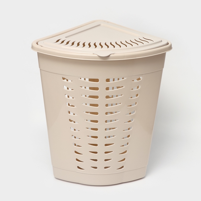 Корзина для белья угловая с крышкой, 45 л, 37×50×56 см, цвет слоновая кость Корзина для белья угловая с крышкой, 45 л, 37×50×56 см, цвет слоновая кость