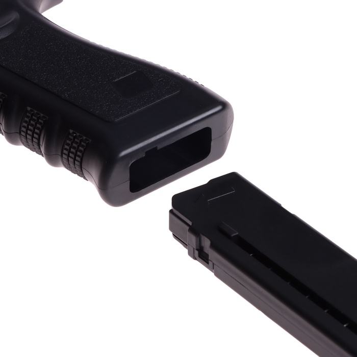 Пистолет «Глок», мягкие пули и вылетающие гильзы, автоматическая перезарядка Пистолет «Глок», мягкие пули и вылетающие гильзы, автоматическая перезарядка