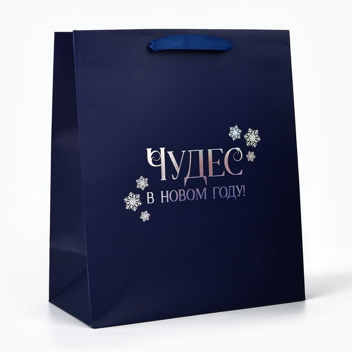 Пакет подарочный новогодний «Чудес в Новом году», голография, ML 23 х 11.5 х 27 см, Новый год Пакет подарочный новогодний «Чудес в Новом году», голография, ML 23 х 11.5 х 27 см, Новый год