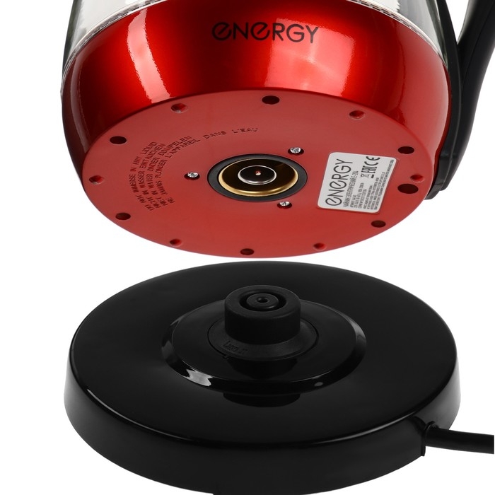 Чайник электрический ENERGY E-204, 1.7 л, стекло, 2200 Вт, красный Чайник электрический ENERGY E-204, 1.7 л, стекло, 2200 Вт, красный