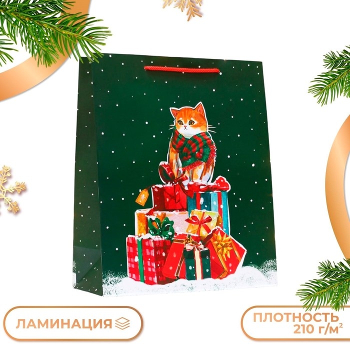 Новый год. Пакет подарочный "Салют ", 26 х 32 х 12 см.