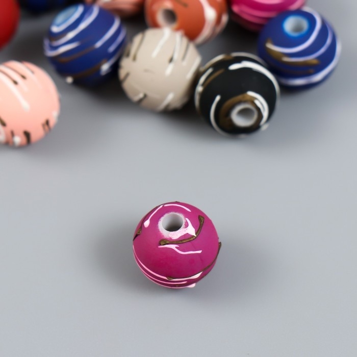 Бусины для творчества пластик Бусины для творчества пластик "Полосатые шарики" набор 15 шт МИКС 1х1х1 см