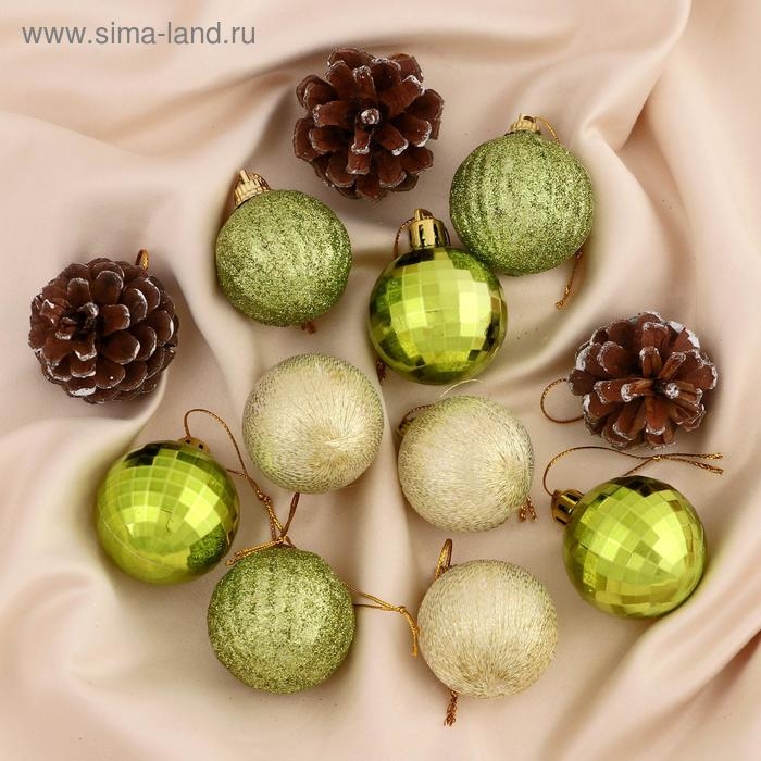 Набор украшений пластик 12 шт Набор украшений пластик 12 шт "Домик" (6 шаров,3 шишки, 3 подарка)