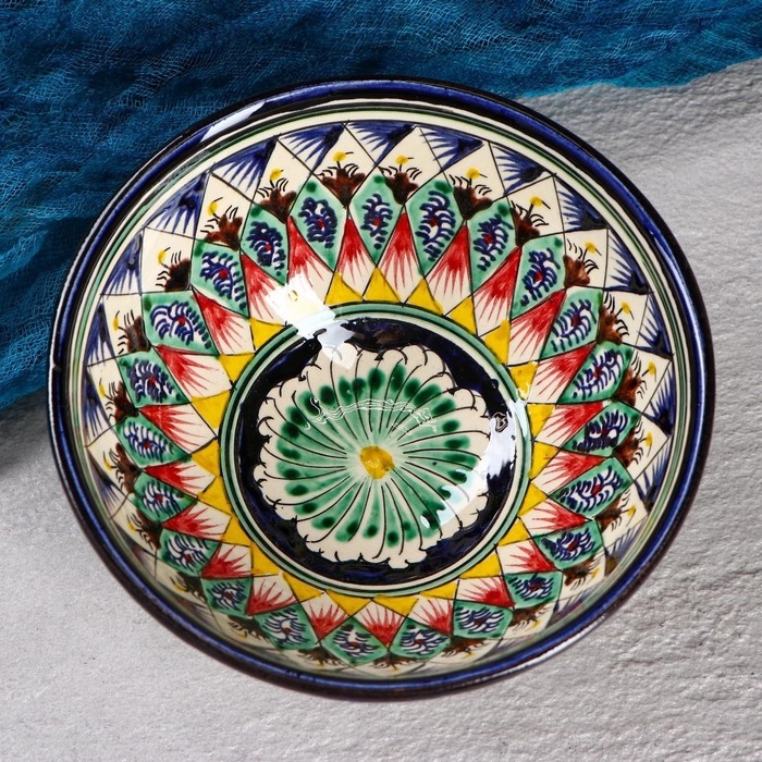 Коса Риштанская Керамика  Коса Риштанская Керамика "Цветы" 15 см, малая, синяя