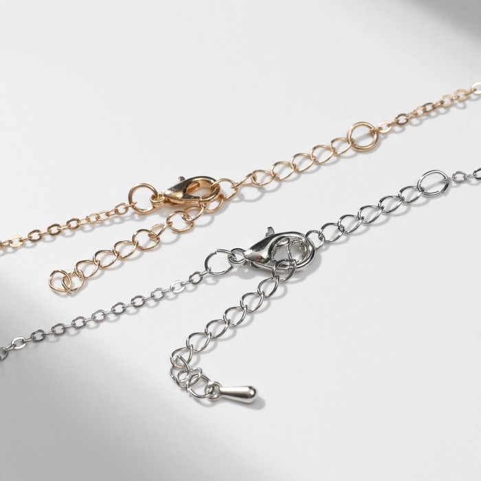 Кулоны «Неразлучники», половинки сердец, цвет серебристо-золотой, 45 см