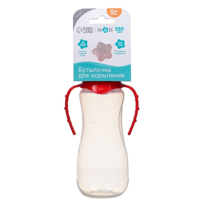 Бутылочка для кормления, классическое горло, 250 мл., от 0 мес., приталенная, с ручками, цвет МИКС Бутылочка для кормления, классическое горло, 250 мл., от 0 мес., приталенная, с ручками, цвет МИКС