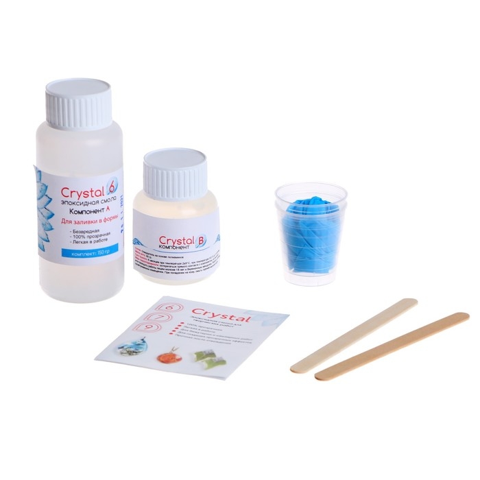 Эпоксидная смола Crystal 6: компоненты А, 120 г + В, 30 г + инструменты Эпоксидная смола Crystal 6: компоненты А, 120 г + В, 30 г + инструменты