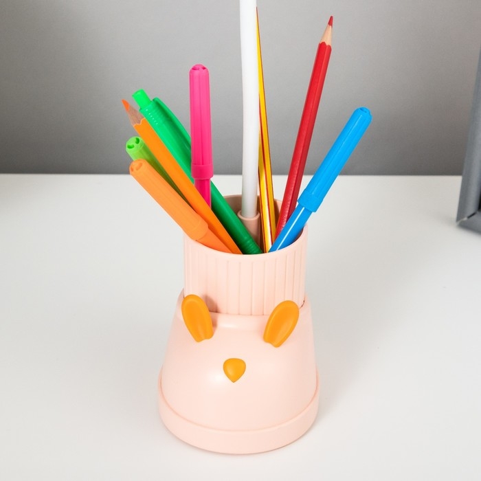 Лампа настольная  Лампа настольная "Ботинок заяц" LED 3 режима 3Вт USB органайзер  розовый 8х11х31 см RISALUX