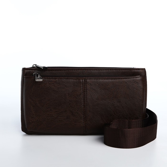 Сумка поясная на молнии, 2 наружных кармана, цвет коричневый Сумка поясная на молнии, 2 наружных кармана, цвет коричневый