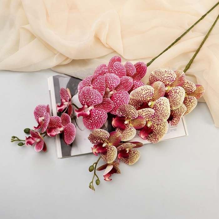 Цветы искусственные "Орхидея фаленопсис бархатистая" 10х90 см, микс