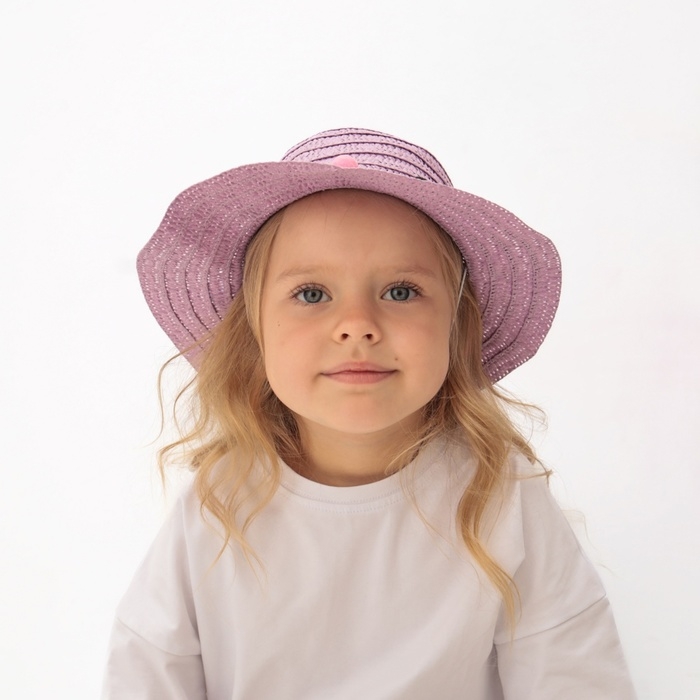 Шляпа с бомбошками для девочки MINAKU, цвет фиолетовый, размер 50 Шляпа с бомбошками для девочки MINAKU, цвет фиолетовый, размер 50