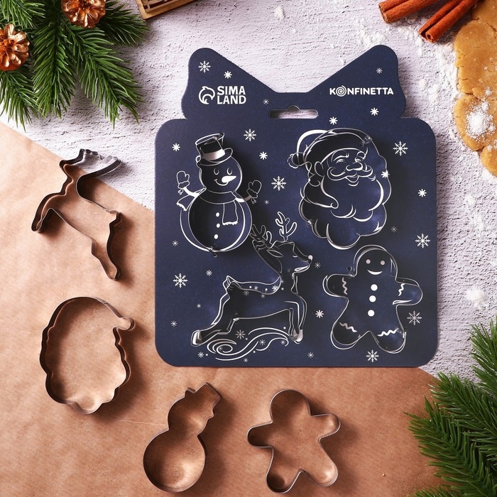 Новый год. Набор форм для печенья «Зимняя сказка», металл, 4 шт Новый год. Набор форм для печенья «Зимняя сказка», металл, 4 шт