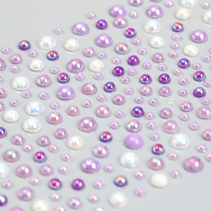 Наклейка пластик стразы Наклейка пластик стразы "Полужемчужины разных размеров" МИКС 9,2х15,5 см