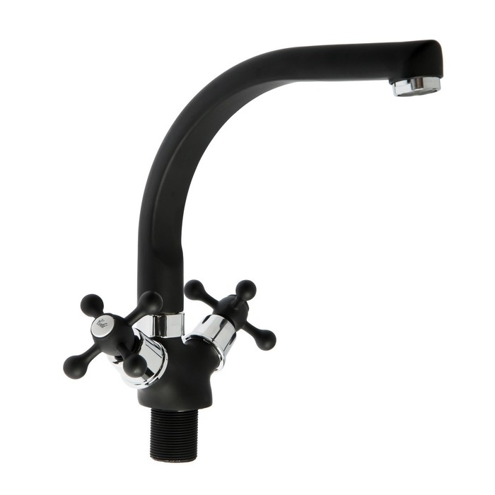 Смеситель для кухни ZEIN ZC2023, кран-букса латунь 1/2 Смеситель для кухни ZEIN ZC2023, кран-букса латунь 1/2", двухвентильный, черный