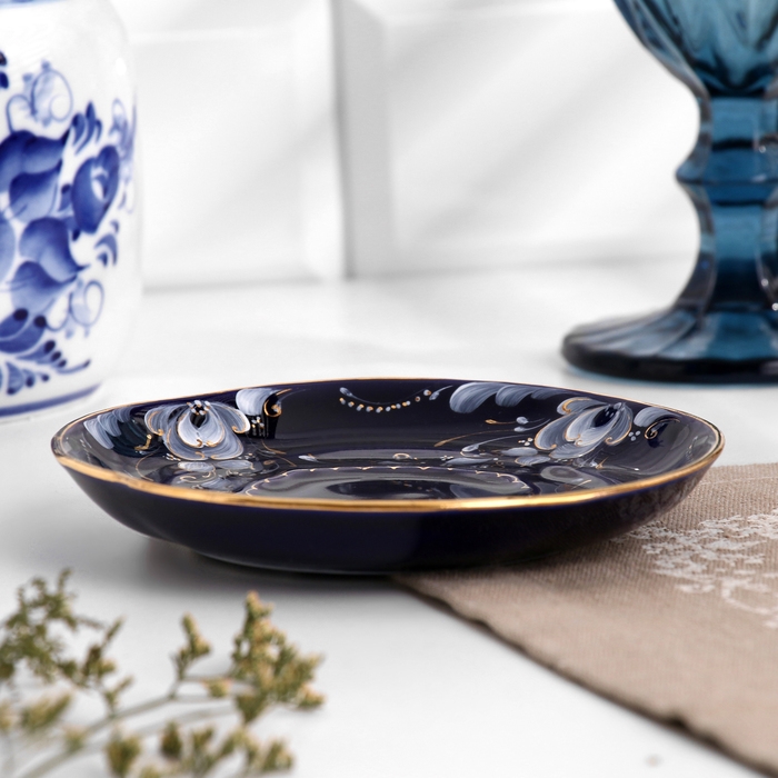 Блюдце Блюдце "Яна", d-13см, кобальтовая глазурь