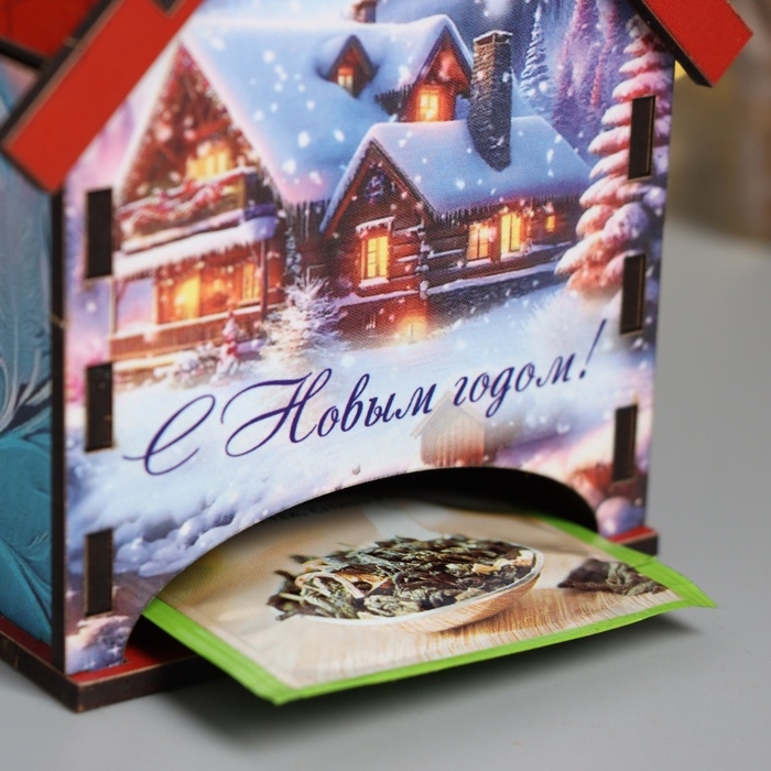 Новогодний чайный домик  Новогодний чайный домик "С Новым годом" 10,5х9,5х12 см
