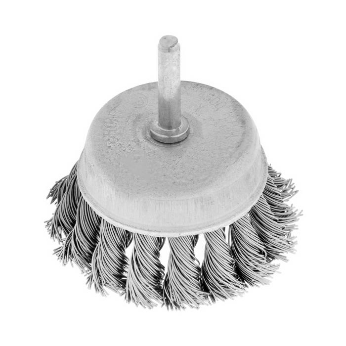 Щетка металлическая для дрели ТУНДРА, со шпилькой, крученая проволока,  Щетка металлическая для дрели ТУНДРА, со шпилькой, крученая проволока, "чашка", 65 мм