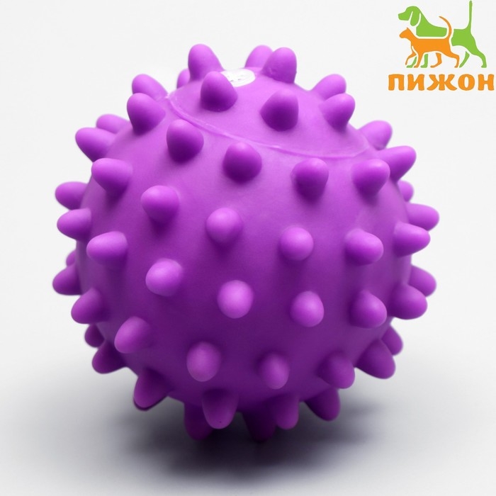 Игрушка пищащая  Игрушка пищащая "Колючий шар" для собак, 9 см, фиолетовая