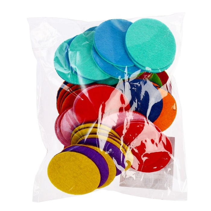 Диски фетровые для творчества и декора «Кружочки двухсторонние», набор 100 шт., размер 1 шт. — 4 × 0,1 см, цвет МИКС Диски фетровые для творчества и декора «Кружочки двухсторонние», набор 100 шт., размер 1 шт. — 4 × 0,1 см, цвет МИКС