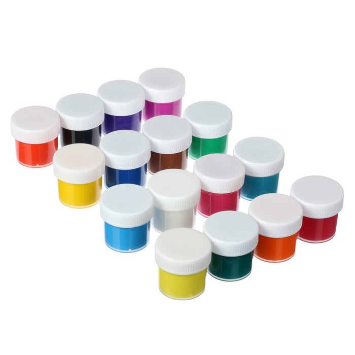 Краска акриловая, набор 16 цветов х 20 мл,  Краска акриловая, набор 16 цветов х 20 мл, "Луч", художественные, глянцевые