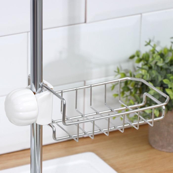 Подставка для губок на кран, 17×10×3,5 см, цвет хром Подставка для губок на кран, 17×10×3,5 см, цвет хром