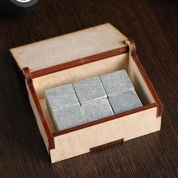 Камни для виски Камни для виски "Чего пить того не миновать", в шкатулке, натуральный стеатит, 6 шт