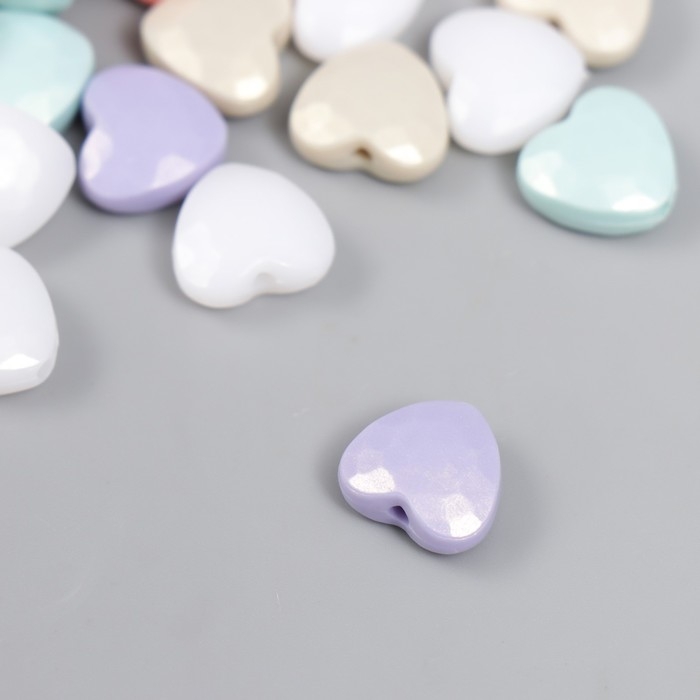 Бусины для творчества пластик Бусины для творчества пластик "Сердце грани. Пастель" жемчужные набор 20 гр 0,5х1,1х1,1 см