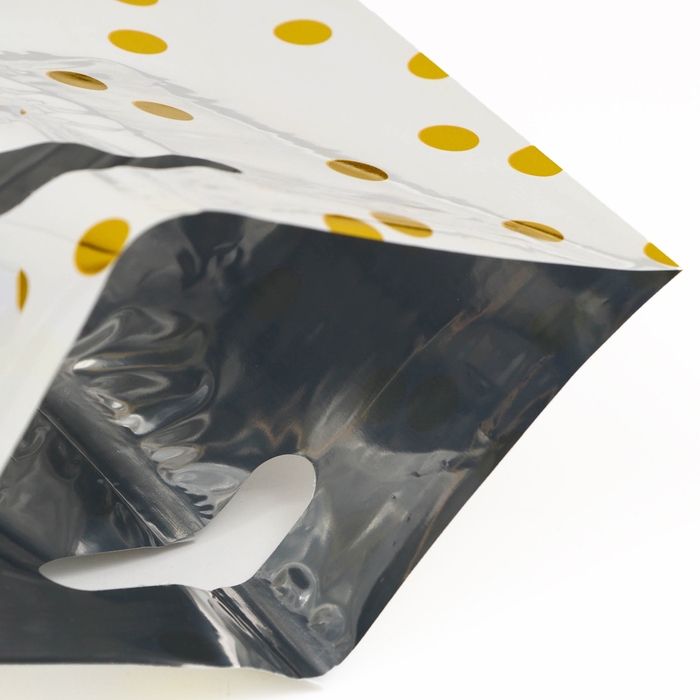 Набор подарочных пакетов, металлизированныей, Набор подарочных пакетов, металлизированныей, "Горох" белый 17х25 см , 20 микрон 10 шт набор