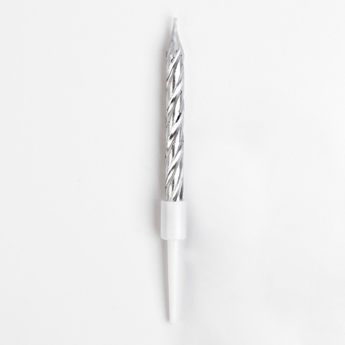 Набор свечи в торт  Набор свечи в торт "Спираль", 200шт, 5 см, серебряный металлик