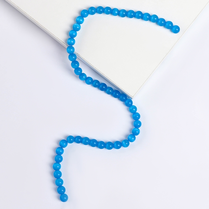 Бусины из натурального камня «Кошачий глаз» набор 50 шт.,1 шт. — 8 мм, голубой Бусины из натурального камня «Кошачий глаз» набор 50 шт.,1 шт. — 8 мм, голубой