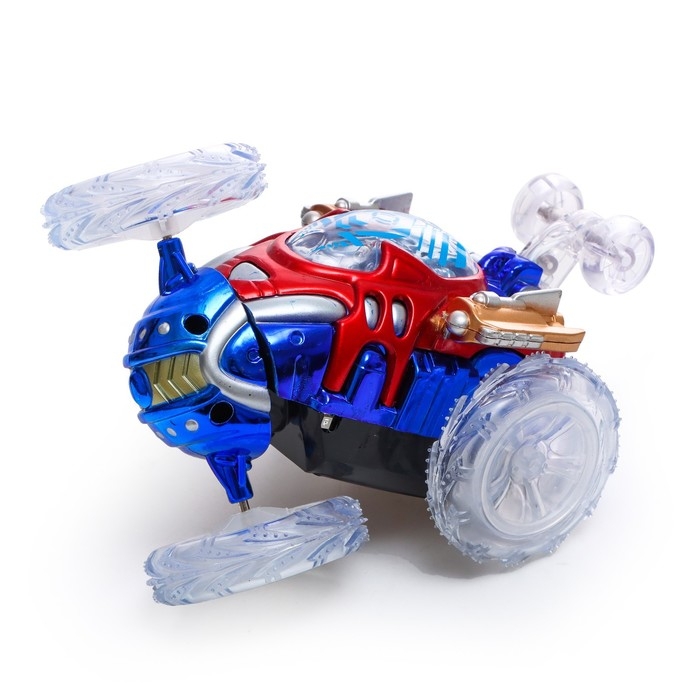 Машина-перевёртыш радиоуправляемая «Трюк», работает от батареек, световые эффекты, цвет синий Машина-перевёртыш радиоуправляемая «Трюк», работает от батареек, световые эффекты, цвет синий