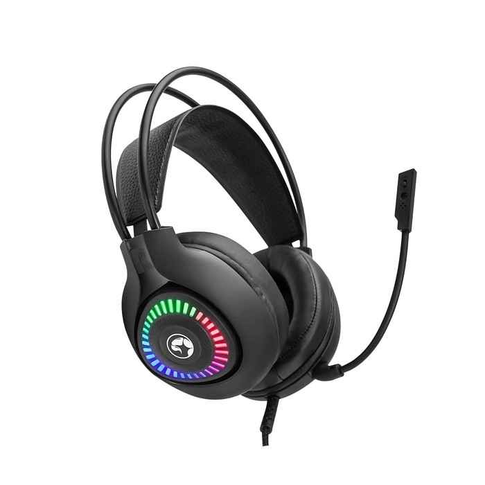 Наушники Marvo H8325, игровые, полноразмерные, микрофон, USB + 3,5 мм, 2 м, RGB, чёрные Наушники Marvo H8325, игровые, полноразмерные, микрофон, USB + 3,5 мм, 2 м, RGB, чёрные