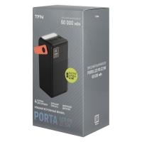 Внешний аккумулятор TFN Porta LCD PD, 60000 мАч, 2 USB, Type-C, microUSB, черный