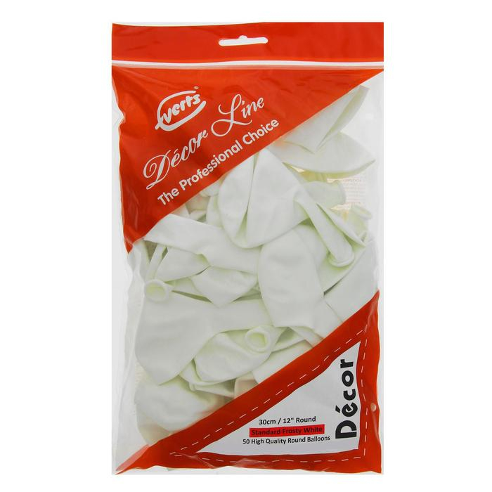 Шар латексный 12 Шар латексный 12", стандарт, набор 50 шт., цвет белый