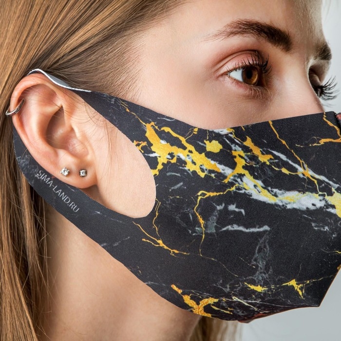 Маска из неопрена многоразовая,  Маска из неопрена многоразовая, "Мрамор"